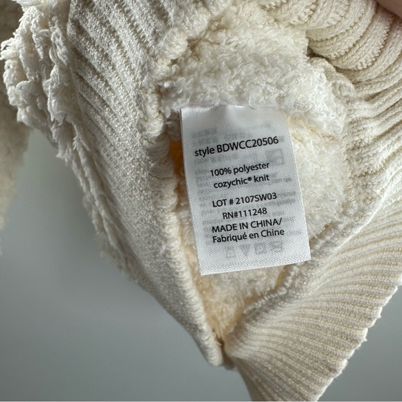 NWT Barefoot Dreams CozyChic Loop Fringe Jacket in Cream - Picture 6 of 8